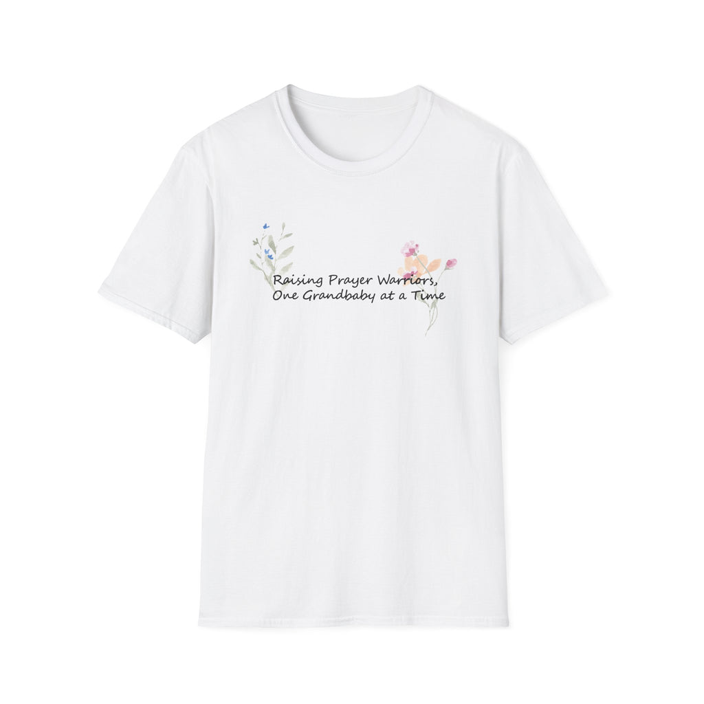 T-Shirt — "Raising Prayer Warriors, One Grandbaby at a Time" Floral Grandmother Tee